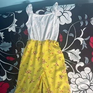 White and Yellow Floral Jumpsuit